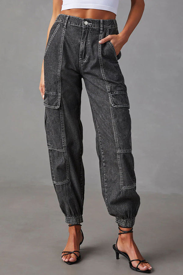 Donna - Elastisk Midja Knappjeans