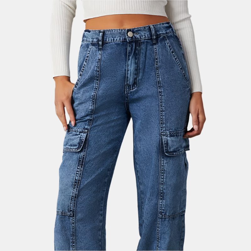 Donna - Elastisk Midja Knappjeans