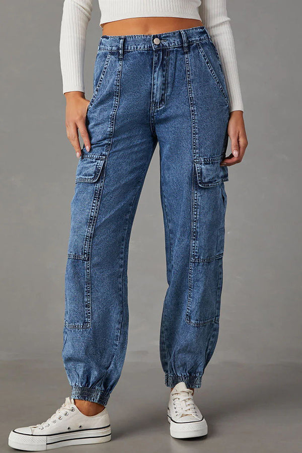 Donna - Elastisk Midja Knappjeans